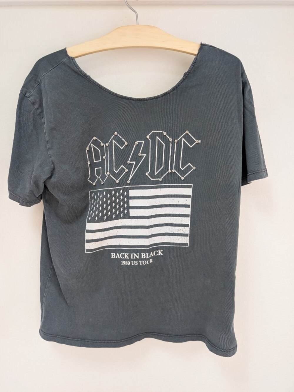 AC/DC 1980 Tour Back in Black Bling Tee Shirt - Size Medium